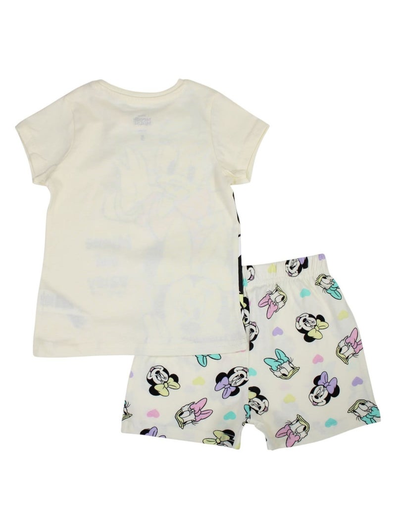 Disney - Ensemble T-shirt et Short Fille Minnie Blanc - Kiabi