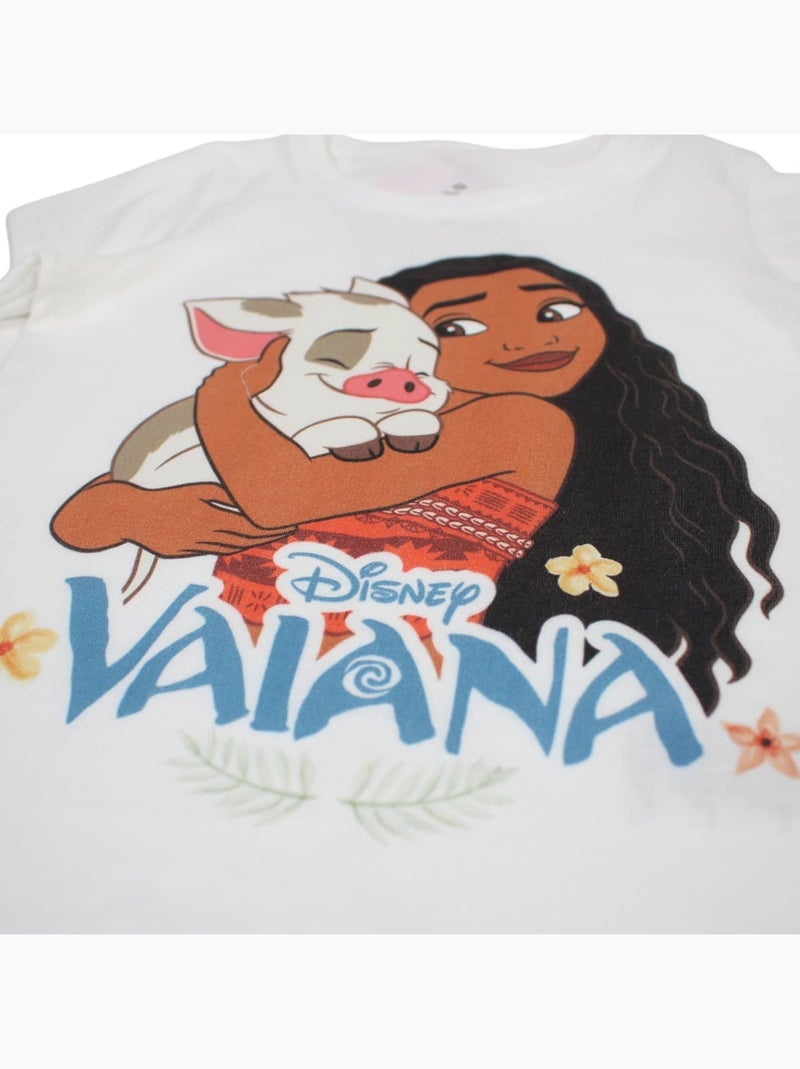 Disney - Ensemble T-shirt et Short Fille Vaiana Blanc - Kiabi