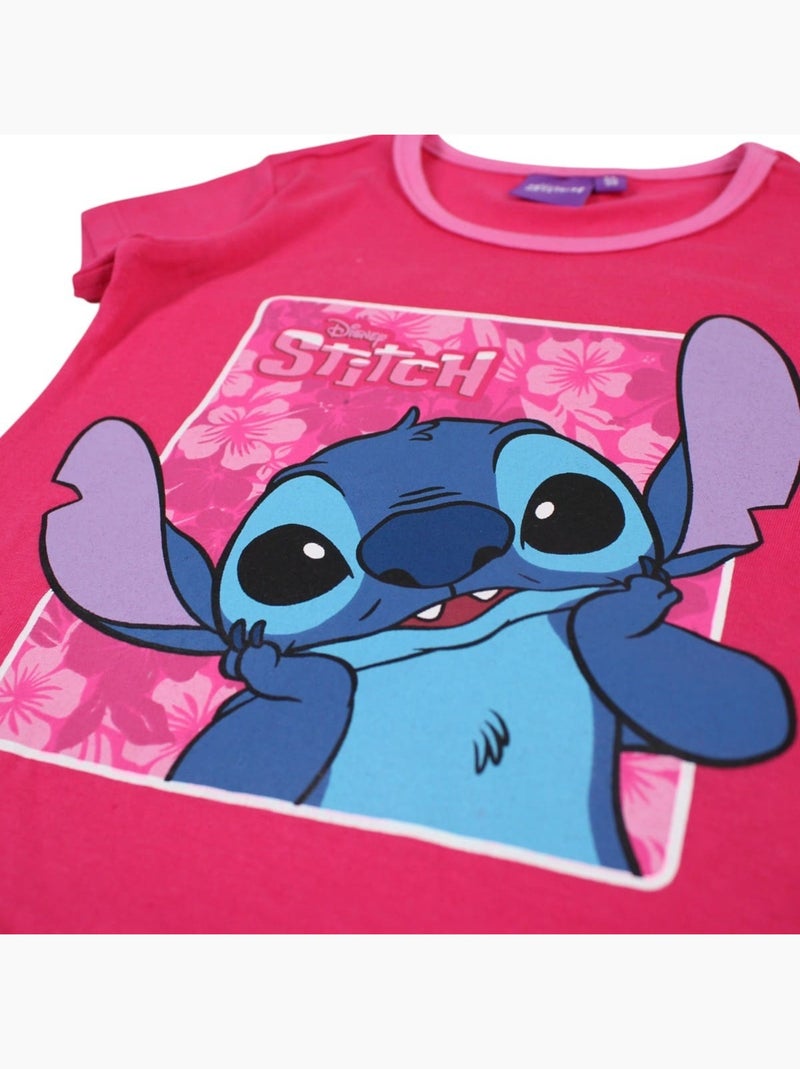 Disney - Ensemble T-shirt et Short Lilo et Stitch Rose fushia - Kiabi