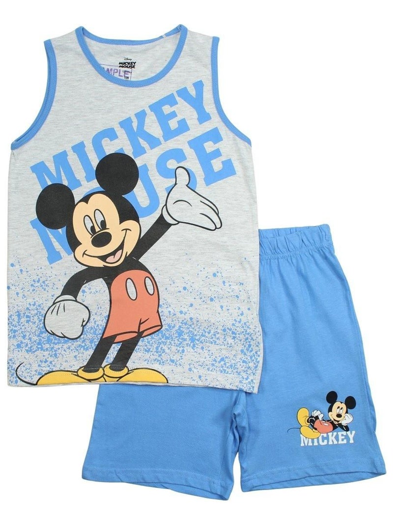Disney - Ensemble T-shirt et Short Mickey Bleu - Kiabi