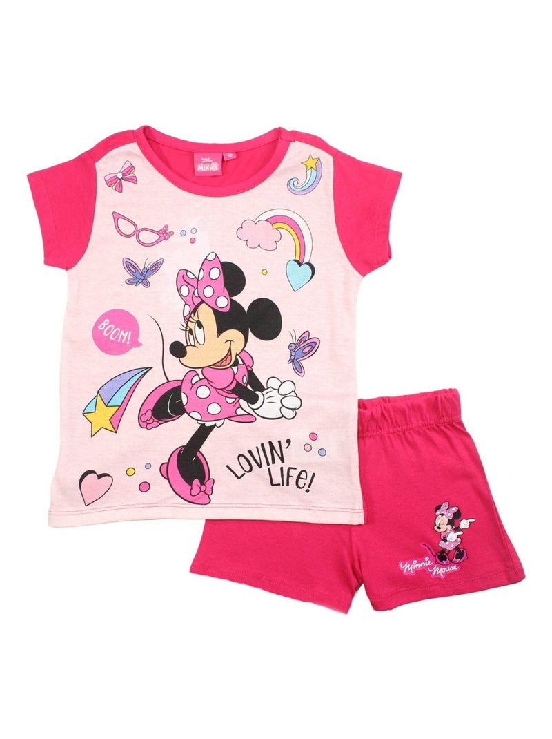 Disney - Ensemble T-shirt et Short Minnie Rose fushia - Kiabi