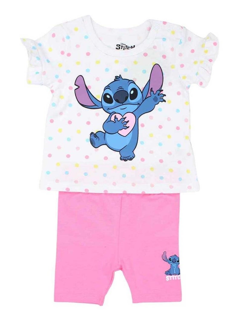 Disney - Ensemble ​​T-shirt legging Imprimé Lilo Et Stitch Rose - Kiabi