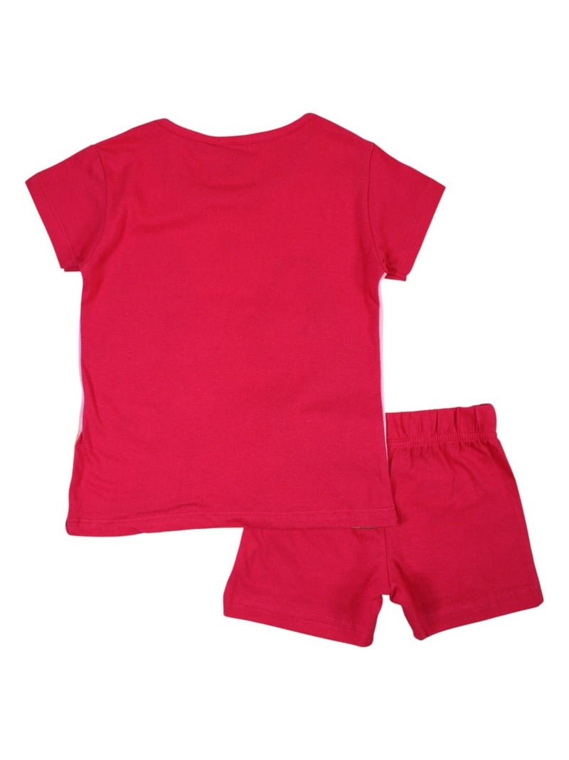 Disney - Ensemble t-shirt manches courtes et short enfant à imprimé Rose fushia - Kiabi