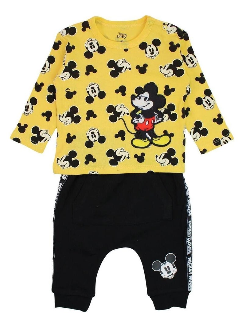 Disney - Ensemble ​​T-shirt pantalon bébé garçon Imprimé Mickey Jaune - Kiabi