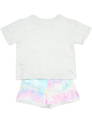 Ensemble T-shirt Short Enfant Fille - Haut Dos Nu Et Pantalon Grenouillère, Imprimé Floral - Léger Et Confortable