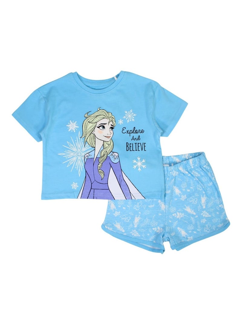 Disney - Ensemble ​​T-shirt short Imprimé La Reine Des Neiges Bleu - Kiabi