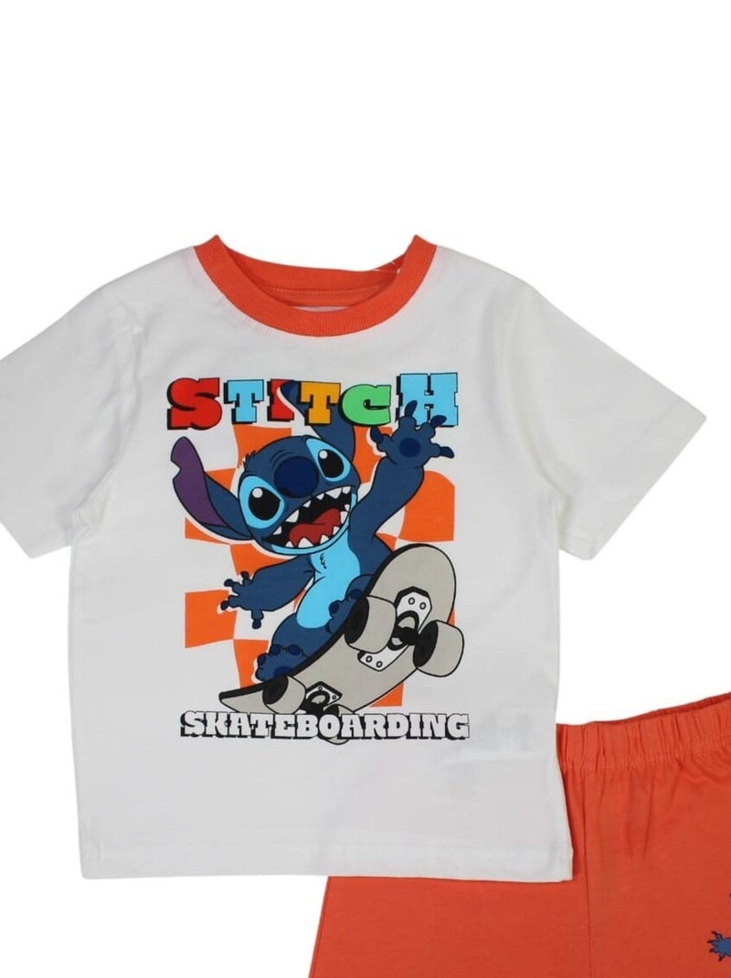 Disney - Ensemble ​​T-shirt short Imprimé Lilo Et Stitch Orange - Kiabi