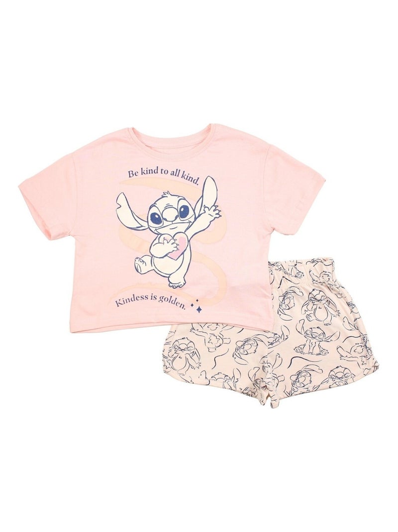 Disney - Ensemble ​​T-shirt short Imprimé Lilo Et Stitch Rose - Kiabi