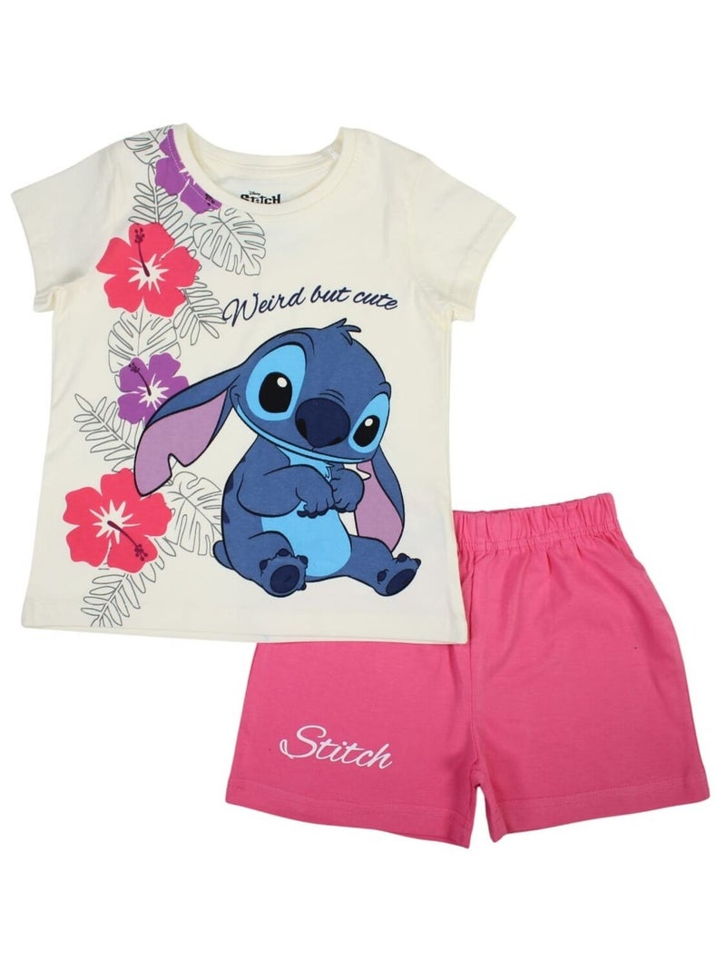 Disney - Ensemble ​​T-shirt short Imprimé Lilo Et Stitch Rose - Kiabi