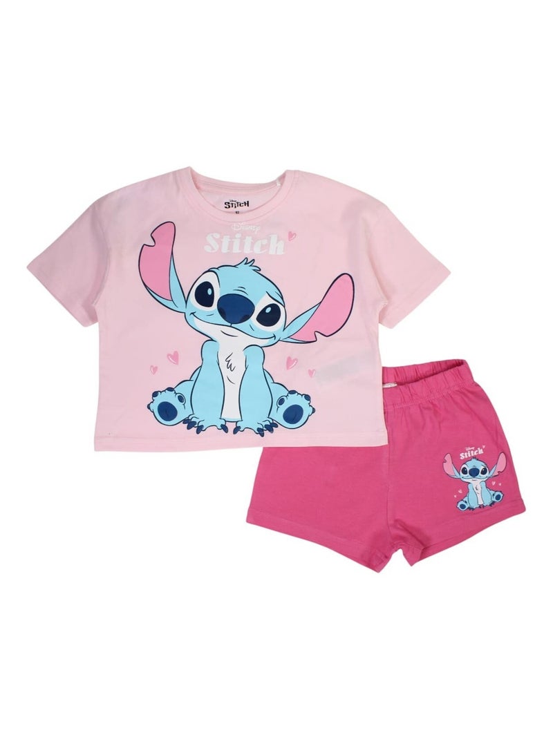 Disney - Ensemble ​​T-shirt short Imprimé Lilo Et Stitch Rose - Kiabi