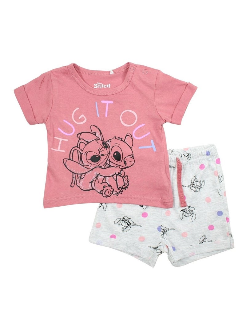 Disney - Ensemble ​​T-shirt short Imprimé Lilo Et Stitch Rose fushia - Kiabi