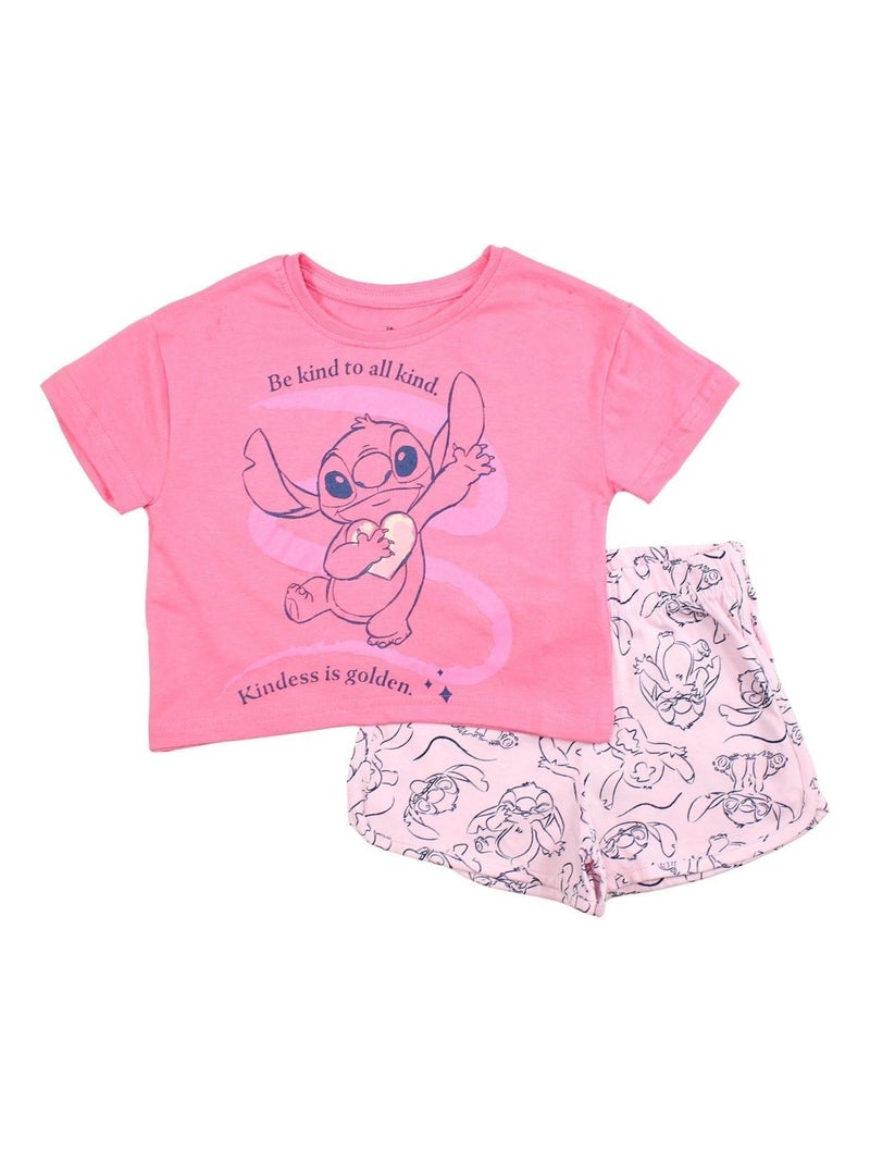 Disney - Ensemble ​​T-shirt short Imprimé Lilo Et Stitch Rose fushia - Kiabi