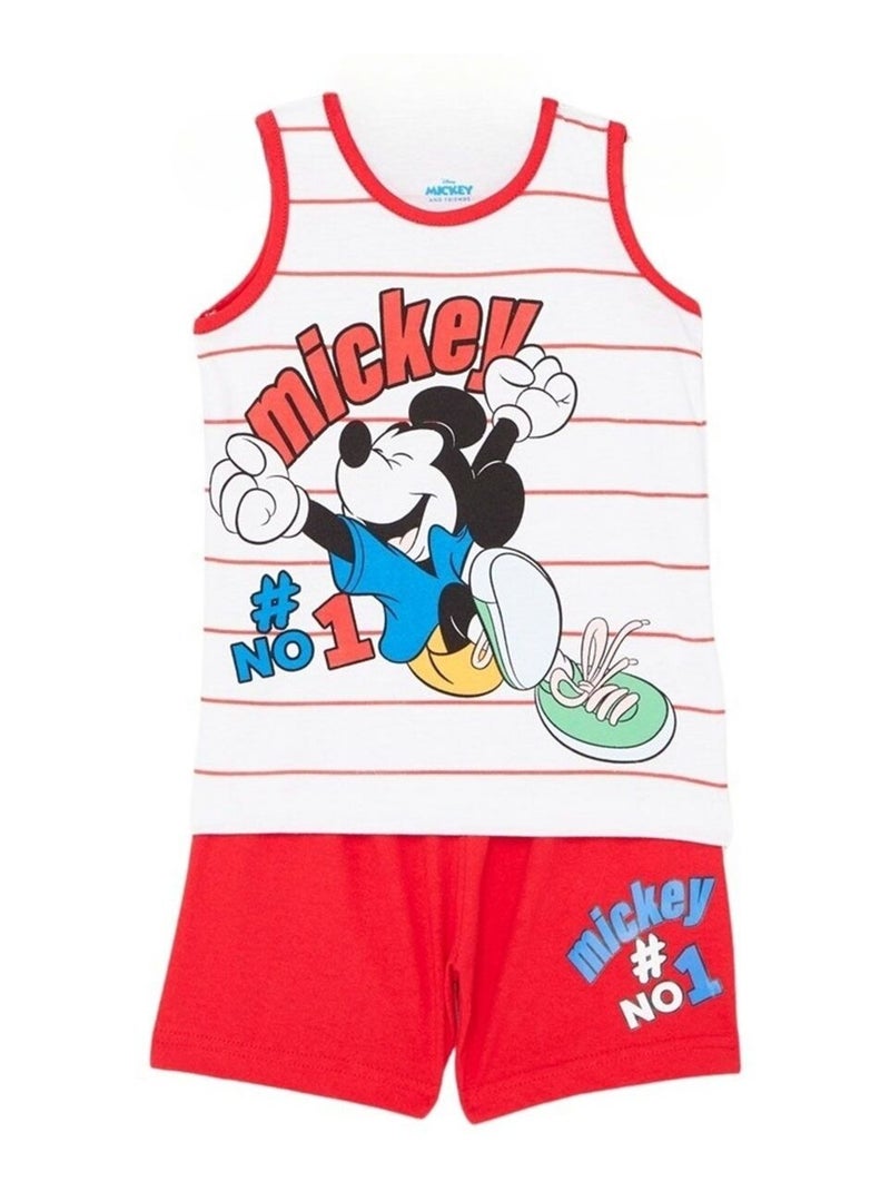 Disney - Ensemble ​​T-shirt short Imprimé Mickey Rouge - Kiabi