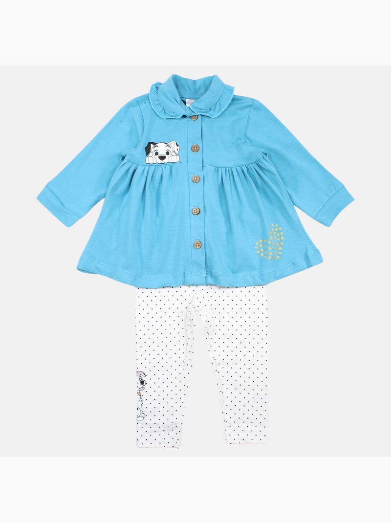 Disney - ensemble tunique et legging imprimés, finitions volantées Bleu - Kiabi