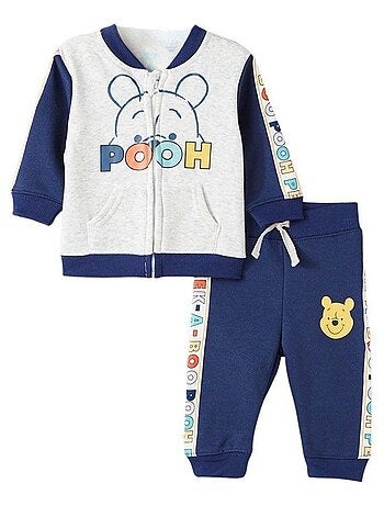 Ensemble en velours gilet à capuche ourson + pantalon pour bébé garçon