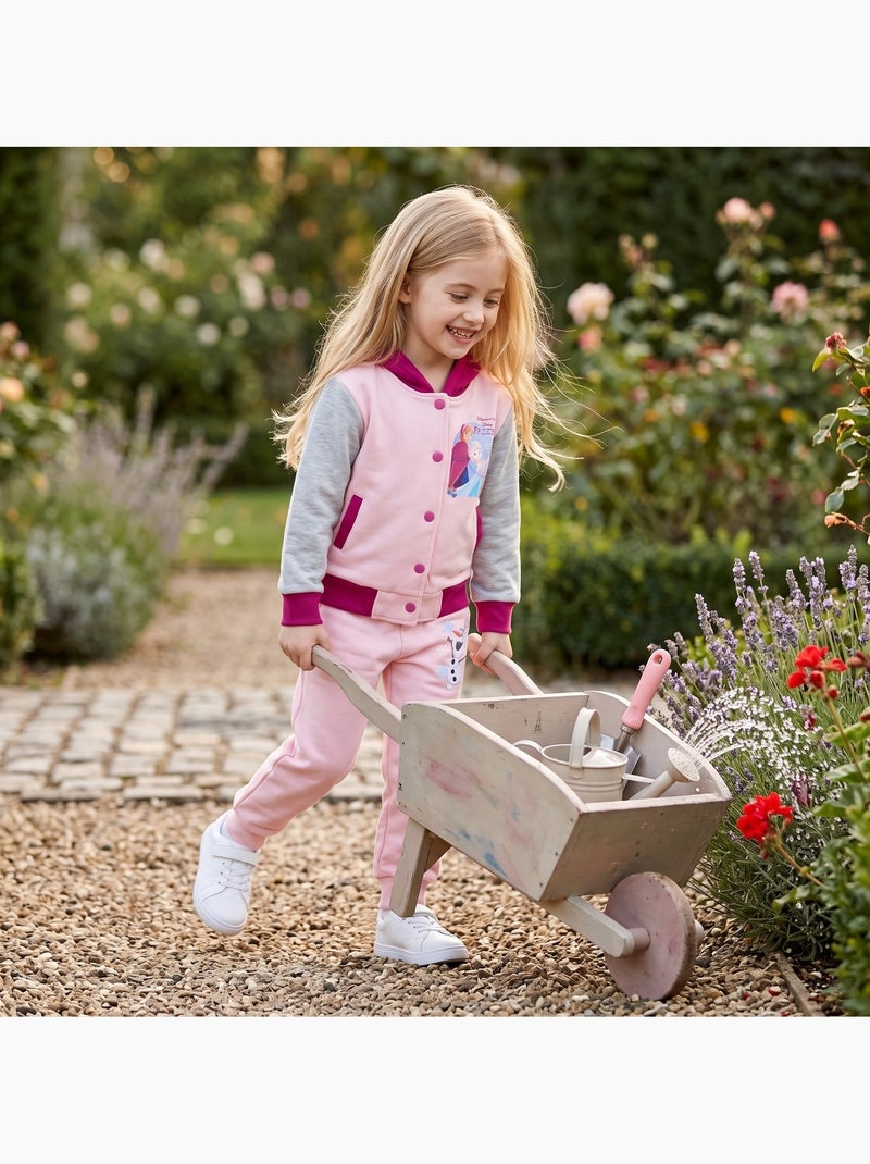 Disney - ensemble veste teddy boutonnée et pantalon de jogging, finitions bord-côte Rose - Kiabi