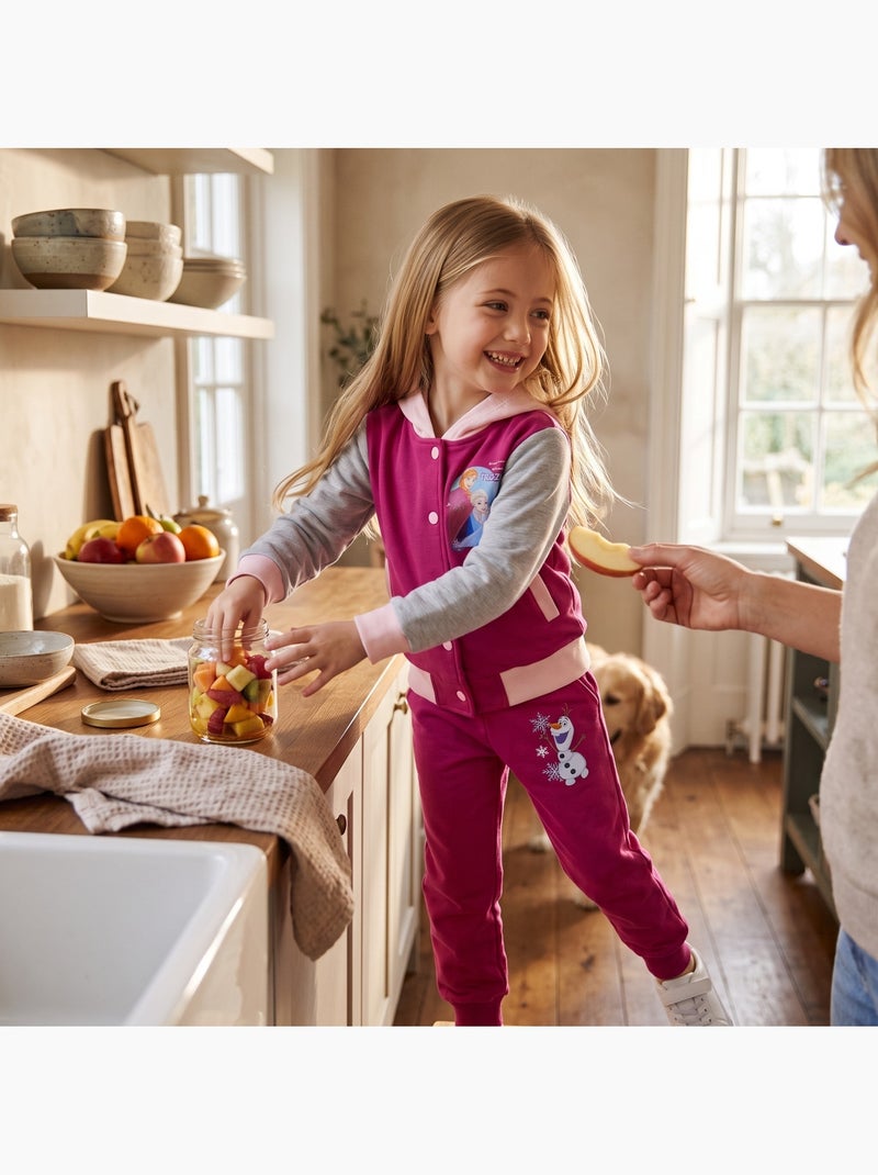 Disney - ensemble veste teddy boutonnée et pantalon de jogging, finitions bord-côte Violet - Kiabi