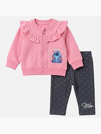 Disney - ensemble veste zippée et pantalon de jogging, finitions volantées et finitions bord-côte