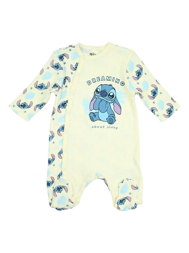 Disney - Grenouillere bébé fille imprimé Lilo Et Stitch en coton Jaune - Kiabi