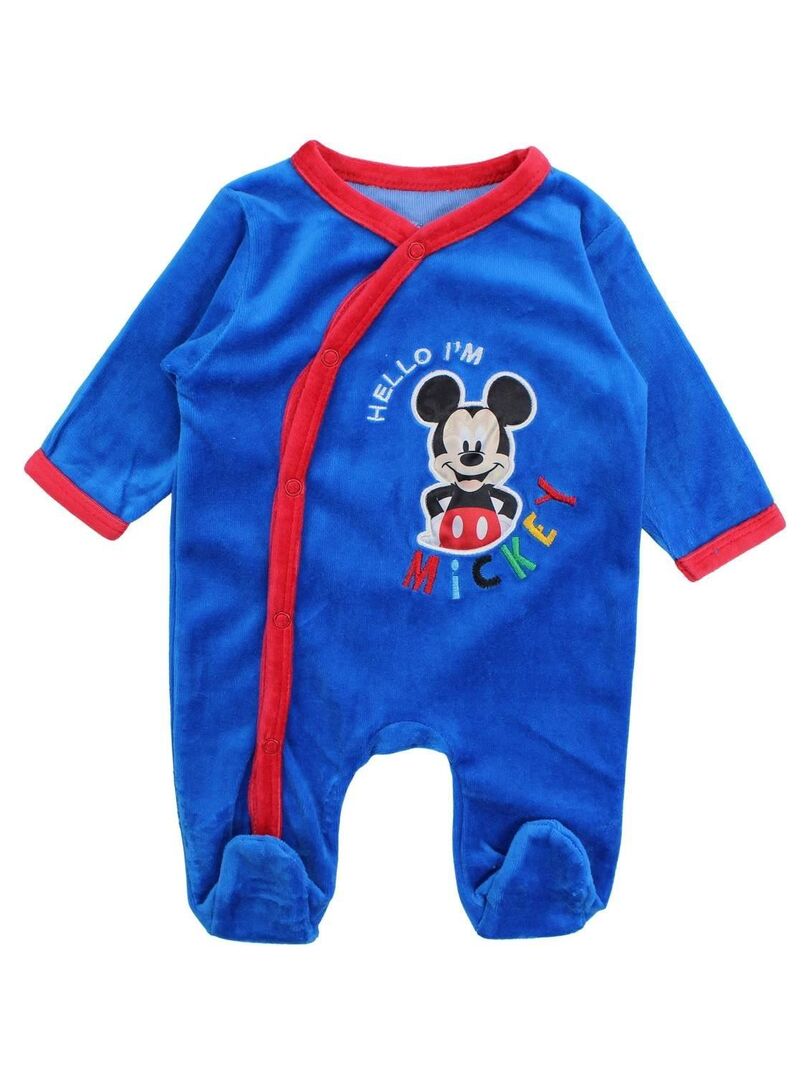 Disney - Combishort bébé garçon imprimé Mickey en coton - Bleu
