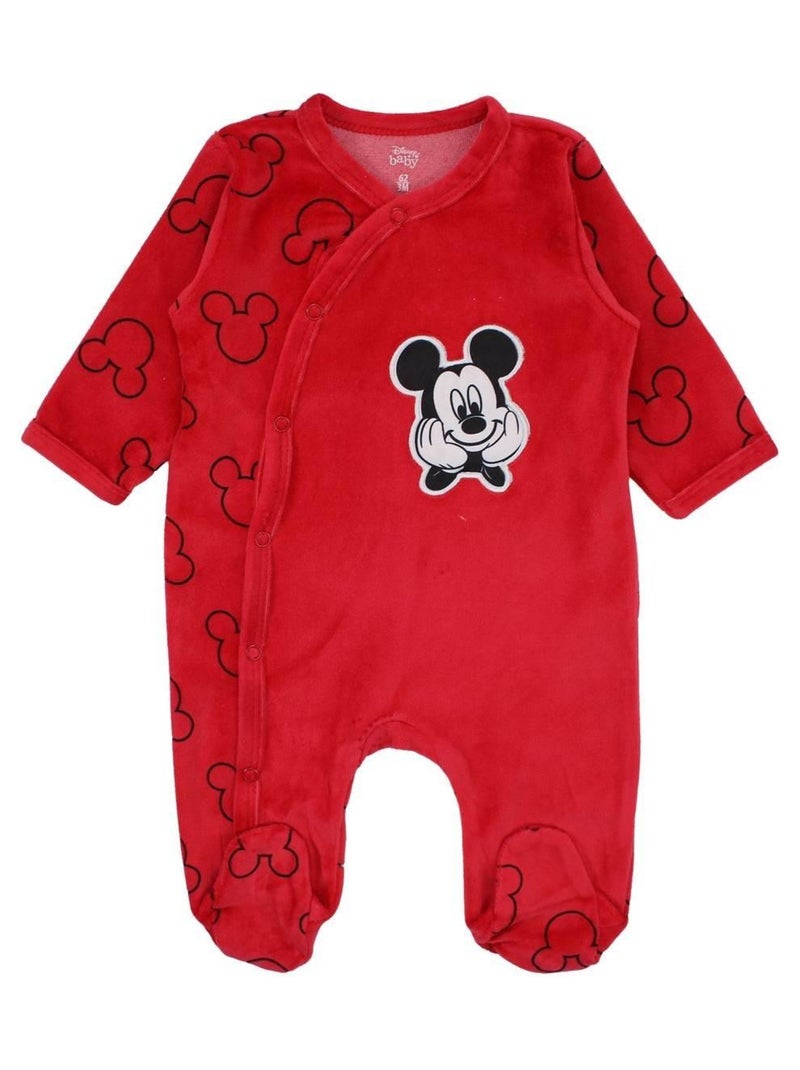 Disney - Grenouillere bébé garçon imprimé Mickey en coton Rouge - Kiabi