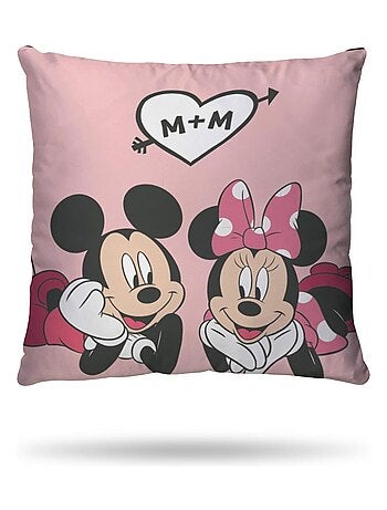 DISNEY - Housse de couette Mickey et Minnie 140x200 cm - 100% Coton - Rose