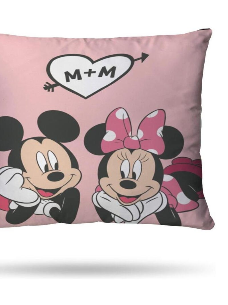 DISNEY - Housse de couette Mickey et Minnie 140x200 cm - 100% Coton - Rose Rose - Kiabi