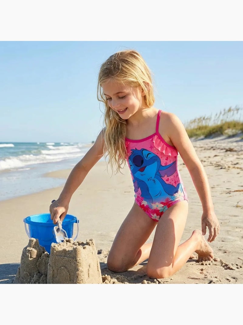 Disney - maillot de bain 1 pièce à jupette imprimé, finitions volantées Rose - Kiabi