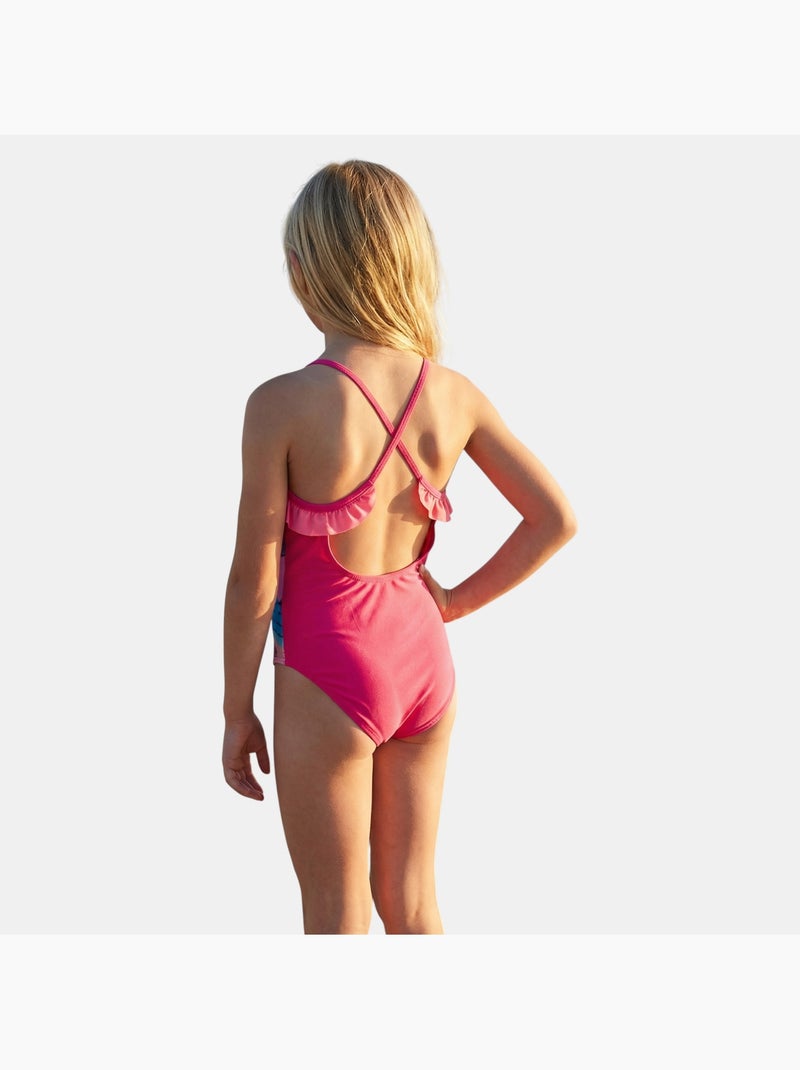Disney - maillot de bain 1 pièce à jupette imprimé, finitions volantées Rose - Kiabi