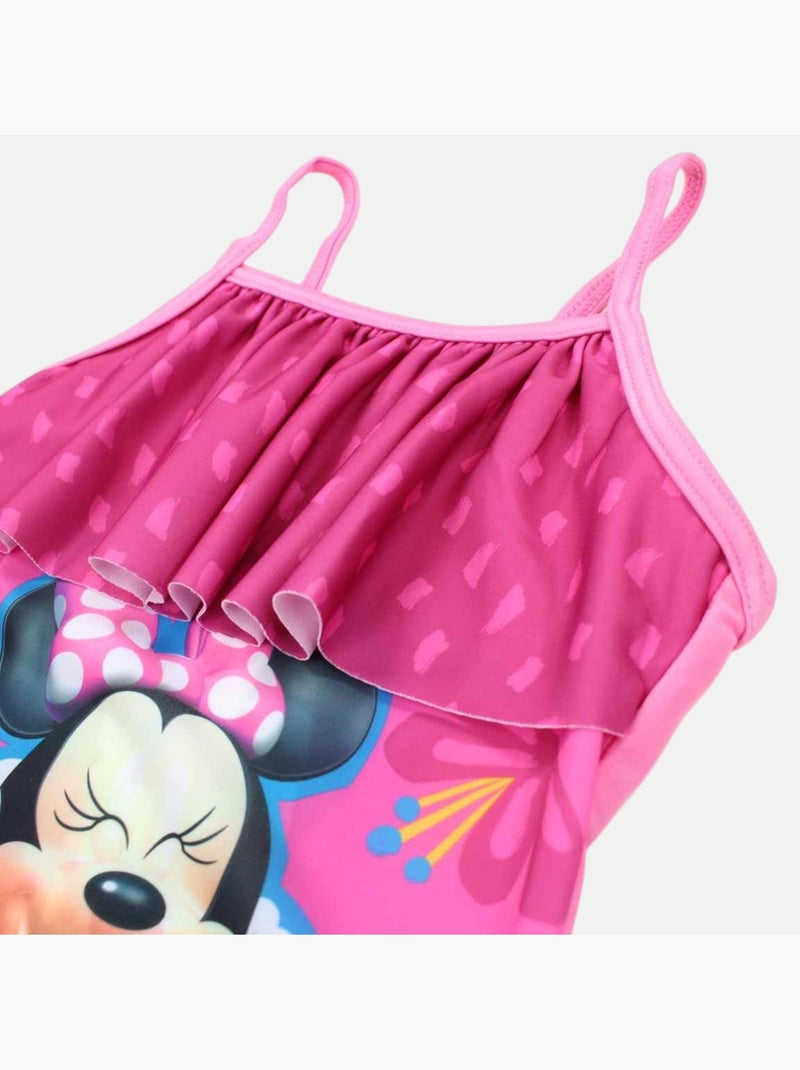 Disney - maillot de bain 1 pièce à volant imprimé Rose - Kiabi