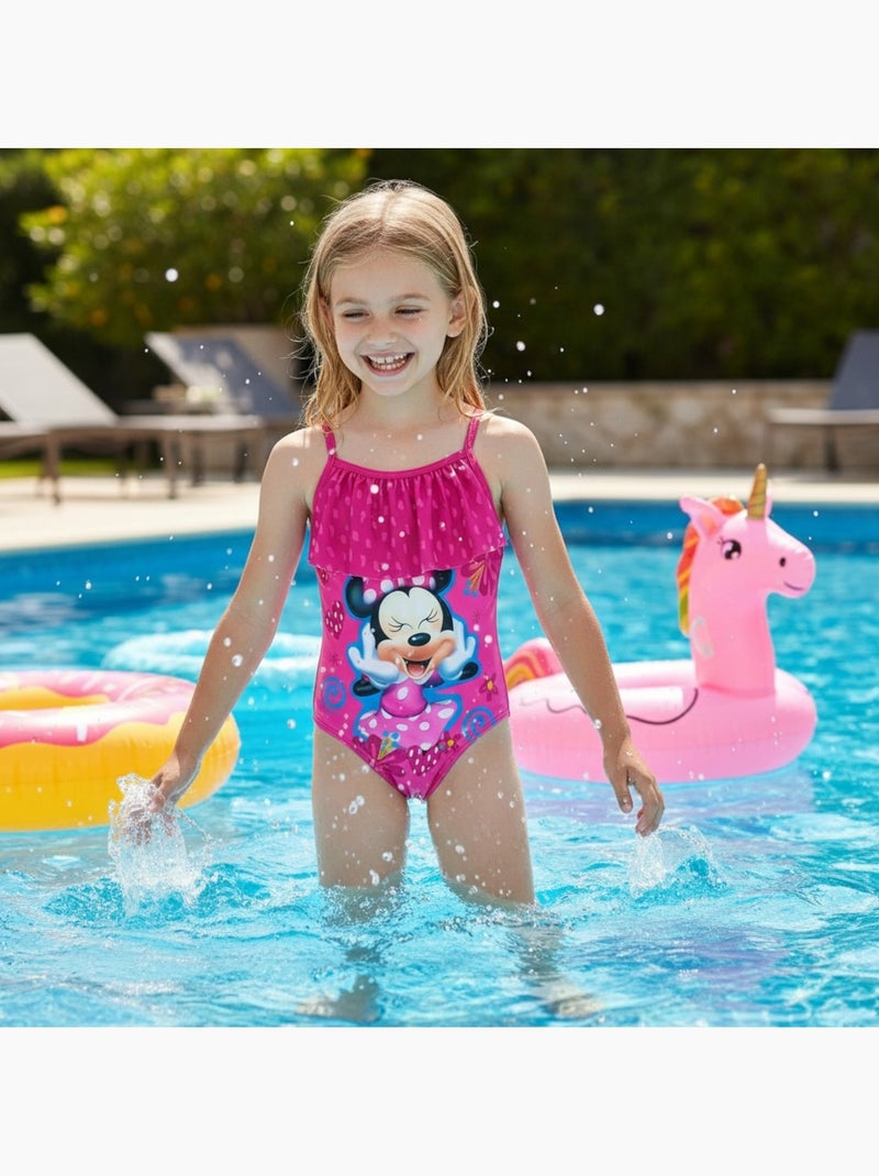 Disney - maillot de bain 1 pièce à volant imprimé Rouge - Kiabi