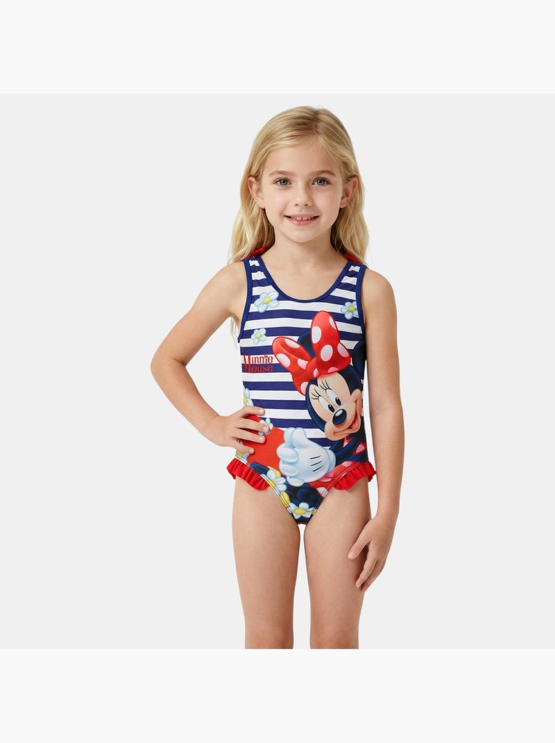 Disney - Maillot de bain 1 pièce avec jupe et imprimé Bleu marine - Kiabi