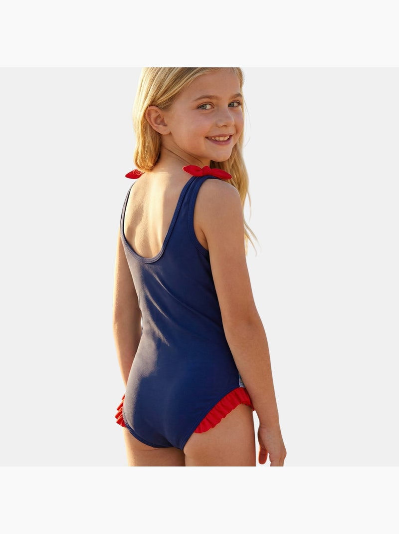 Disney - Maillot de bain 1 pièce avec jupe et imprimé Bleu marine - Kiabi