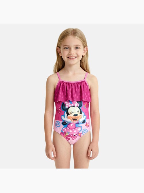 Disney - Maillot de bain 1 pièce avec volant et imprimé fille - Kiabi
