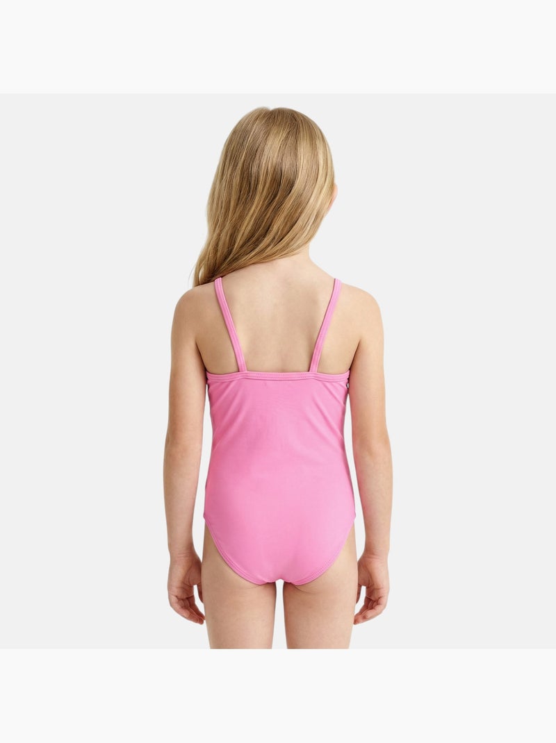 Disney - Maillot de bain 1 pièce avec volant et imprimé fille Rose - Kiabi