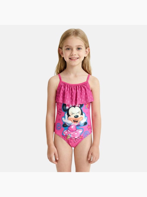 Disney - Maillot de bain 1 pièce avec volant et imprimé fille - Kiabi