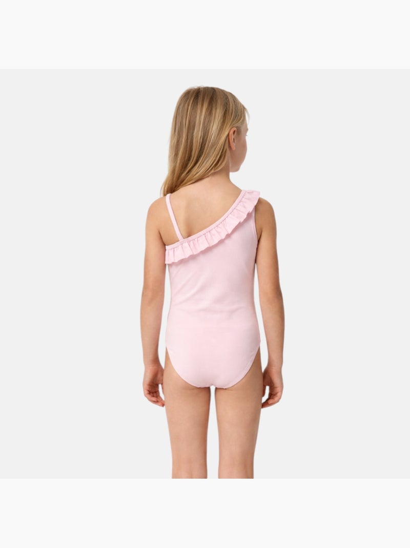 Disney - Maillot de bain 1 pièce bretelles asymétriques fille Rose clair - Kiabi