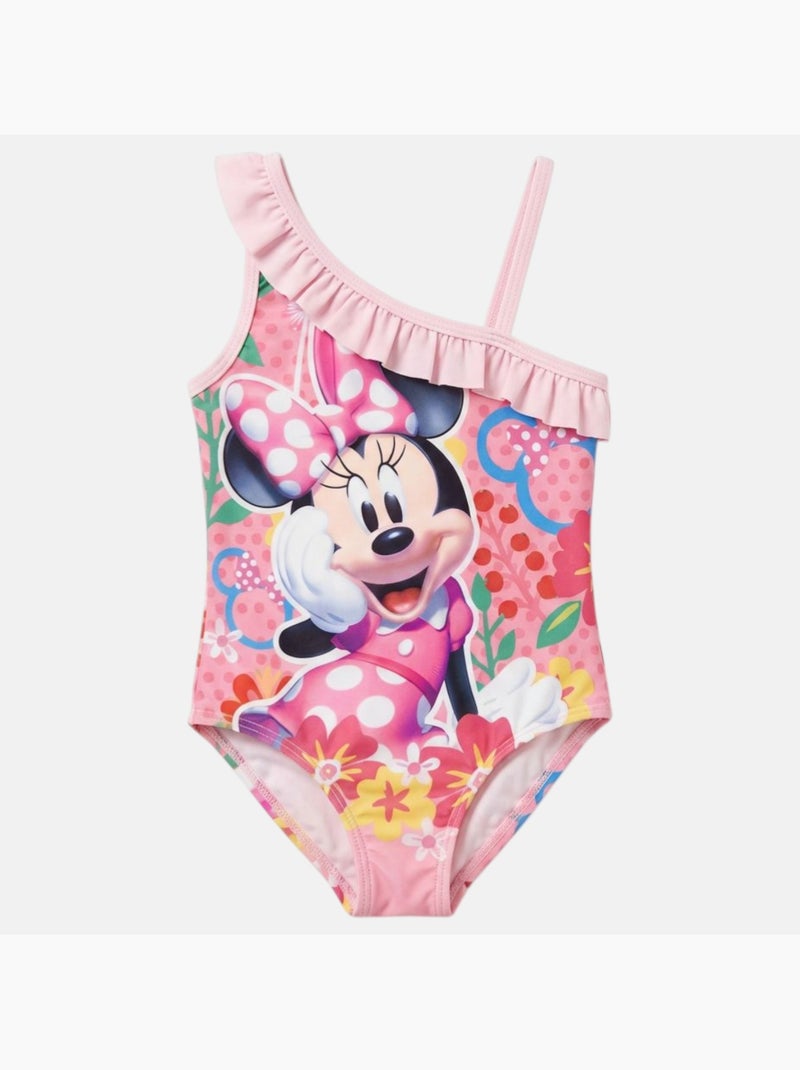 Disney - Maillot de bain 1 pièce bretelles asymétriques fille Rose clair - Kiabi