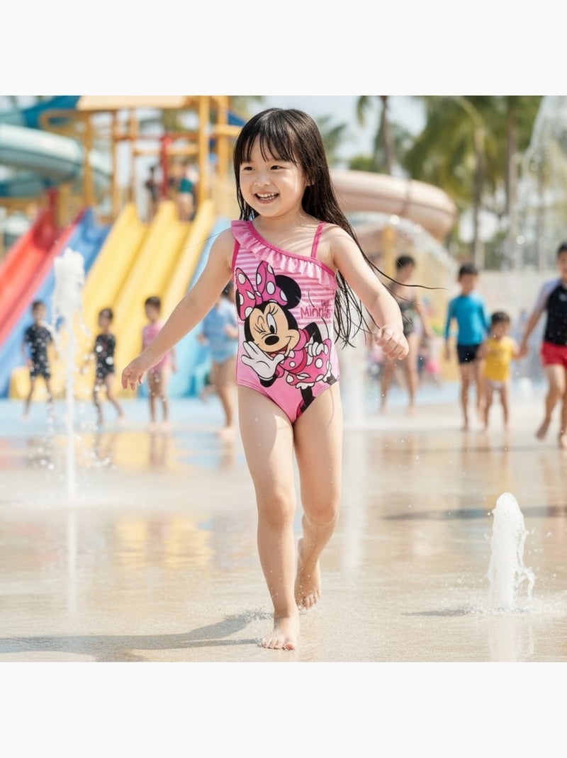 Disney - maillot de bain 1 pièce imprimé à volants Rose fushia - Kiabi