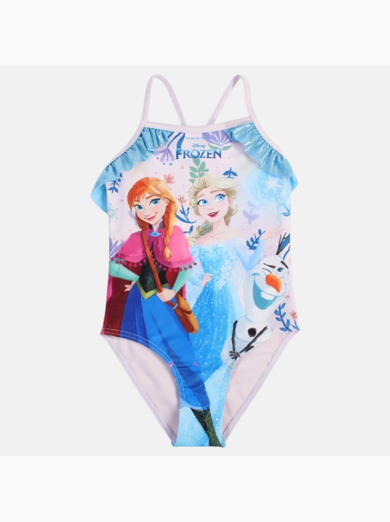 Disney - maillot de bain 1 pièce imprimé, finitions volantées et fines bretelles Mauve - Kiabi