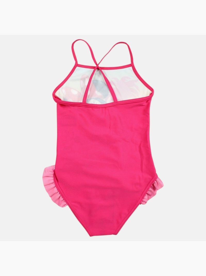 Disney - maillot de bain 1 pièce imprimé, finitions volantées et fines bretelles Rose - Kiabi