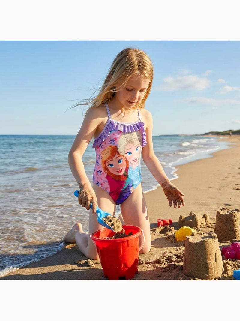 Disney - Maillot de bain 2 pièces avec jupe motifs Mauve - Kiabi