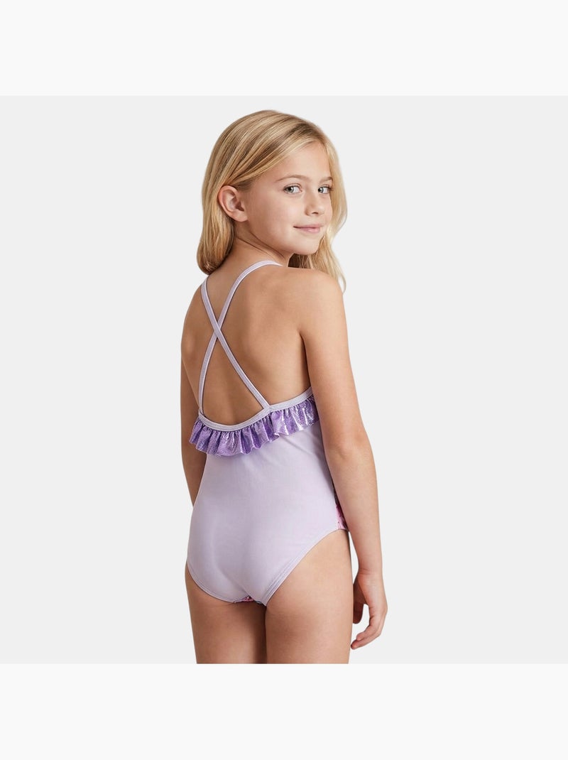 Disney - Maillot de bain 2 pièces avec jupe motifs Mauve - Kiabi