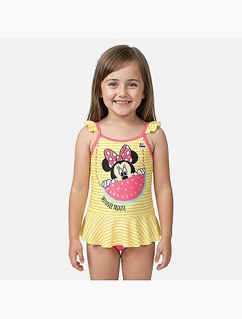 Disney - Maillot de bain bébé fille 1 pièce jaune à rayures avec volant motif personnage