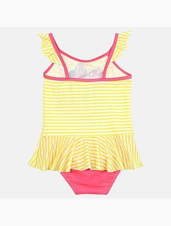 Disney - Maillot de bain bébé fille 1 pièce jaune à rayures avec volant motif personnage