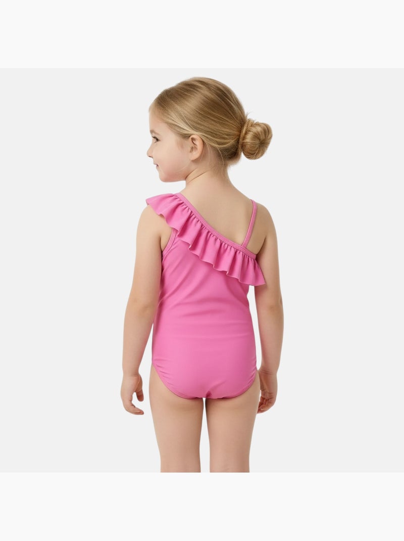 Disney - Maillot de bain fille 1 pièce asymétrique rose à pois motif personnage Rose - Kiabi