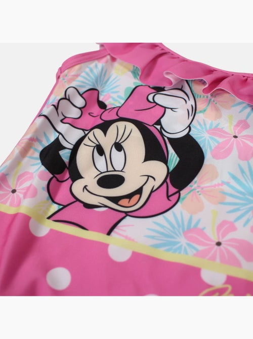 Disney - Maillot de bain fille 1 pièce asymétrique rose à pois motif personnage - Kiabi