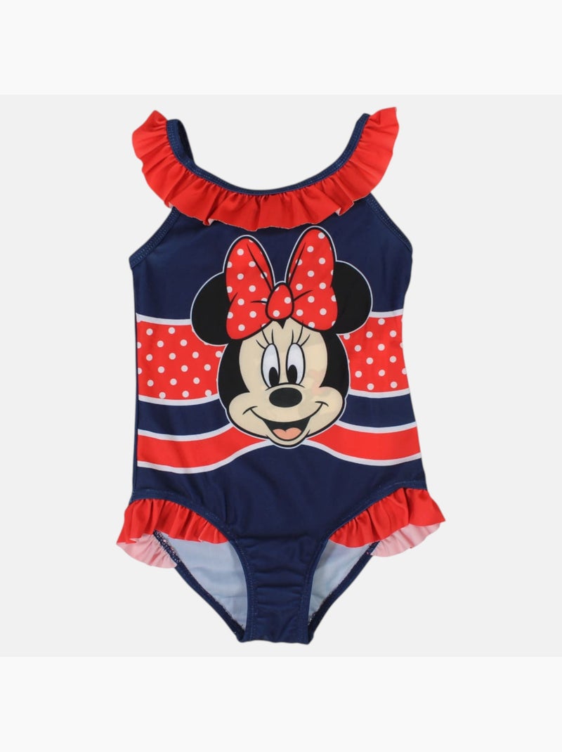 Disney - Maillot de bain fille 1 pièce bleu marine à volants motif personnage Rouge - Kiabi