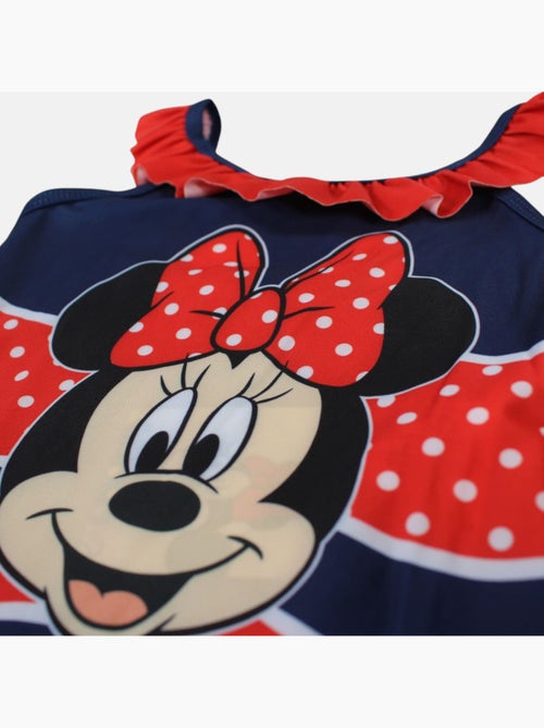 Disney - Maillot de bain fille 1 pièce bleu marine à volants motif personnage - Kiabi