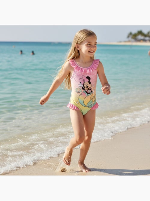Disney - Maillot de bain fille 1 pièce rose motif sirène personnage - Kiabi